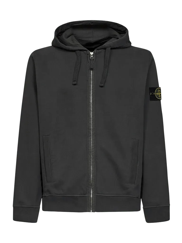 Stone Island Zip-Up Cotton Hoodie — Gray