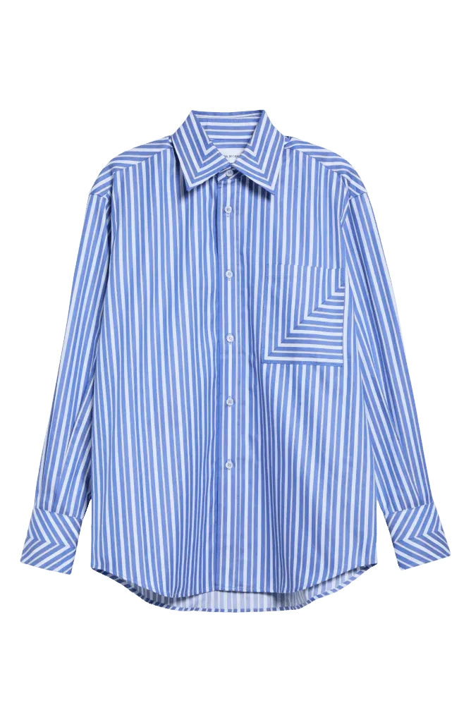 Pocket Detail Striped Cotton Shirt