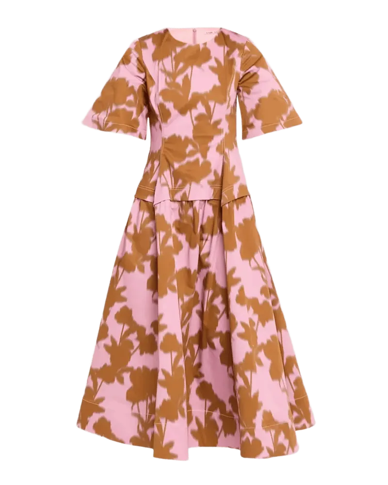 Jillian Blur-Floral Cotton Short-Sleeve Layered Midi Dress