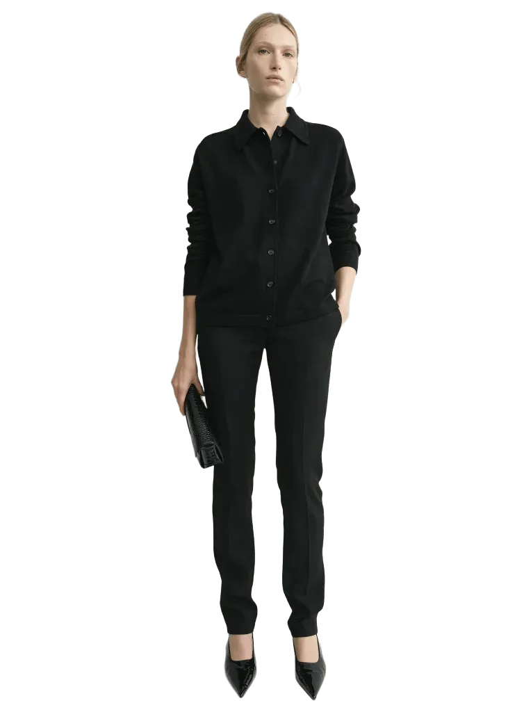 Raglan-sleeve cashmere cardigan black