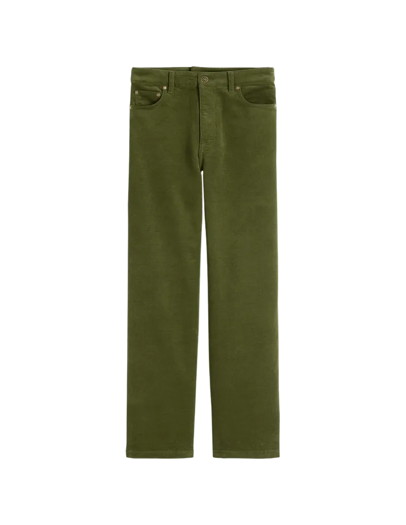 5-Pocket Cord Column Jeans-Chive