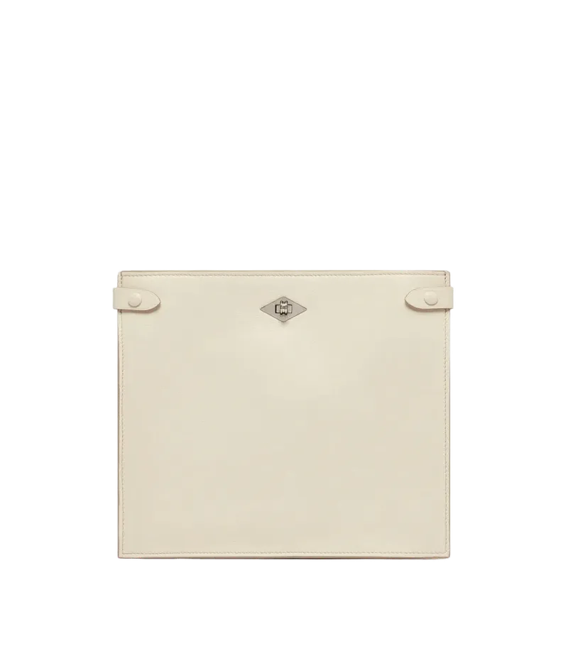 Stowaway Crossbody Smooth Calfskin White Sand with Silver Hardware