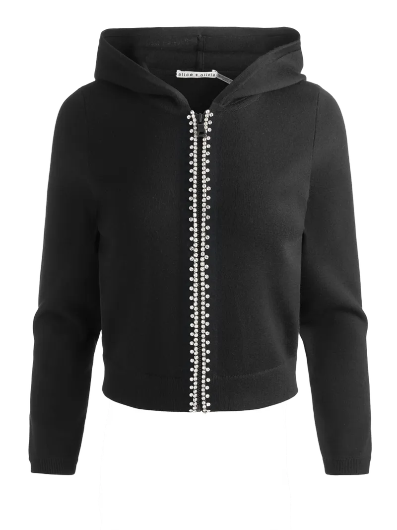 DOLLIE EMBELLISHED HOODIE - BLACK