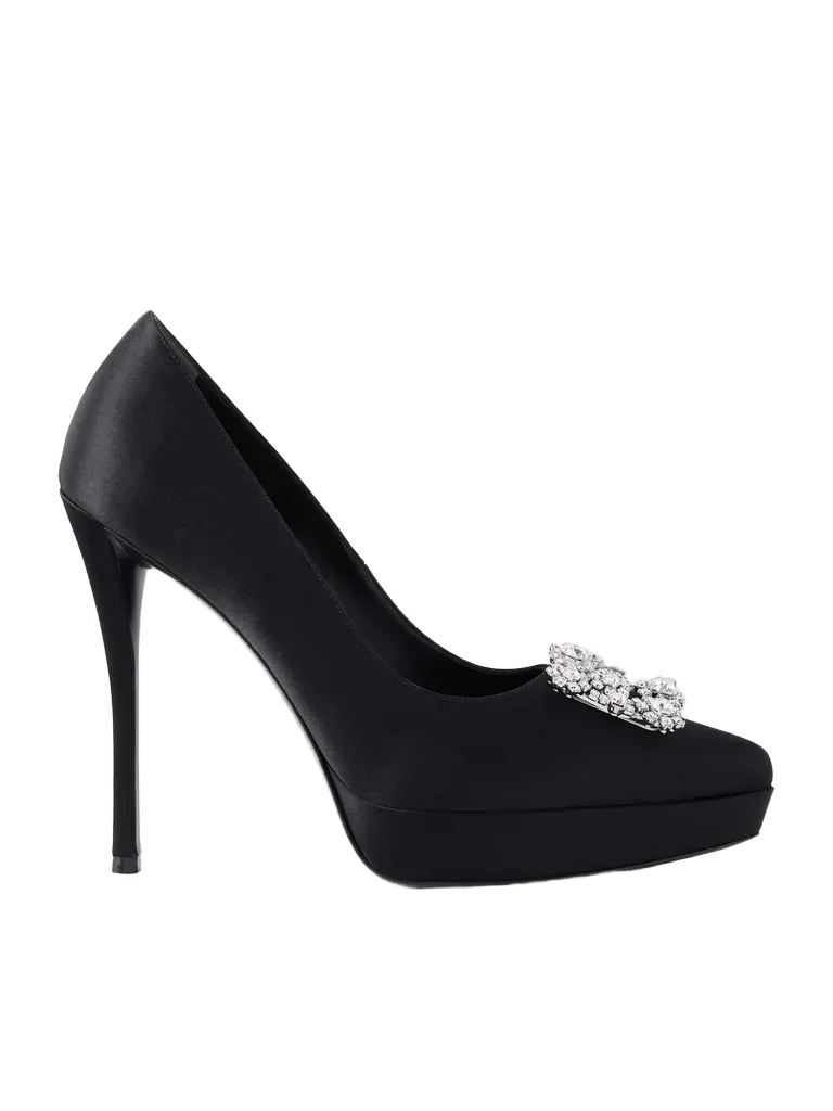 120 embellished satin pumps