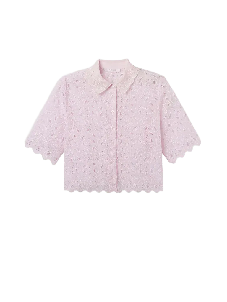 The Paisley Eyelet Shirt -- Bubble Gum