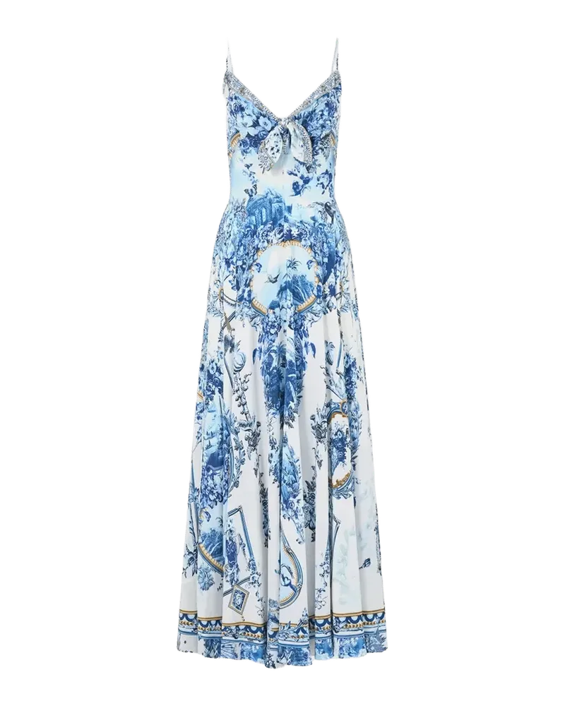 The Porcelain Parlour Tie-Front Maxi Dress