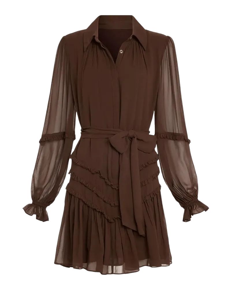 Maya Ruffle-Trim Silk Mini Dress