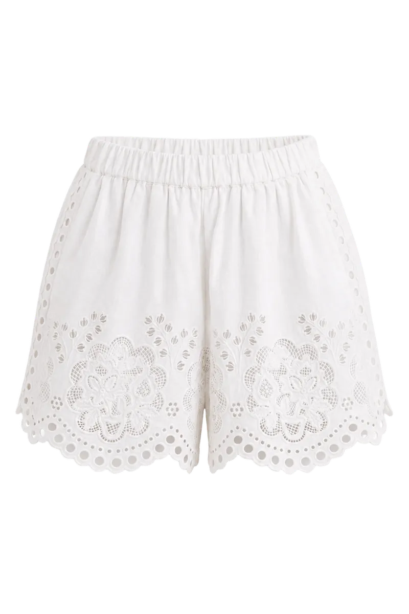 White Gardener Embroidery Shorts