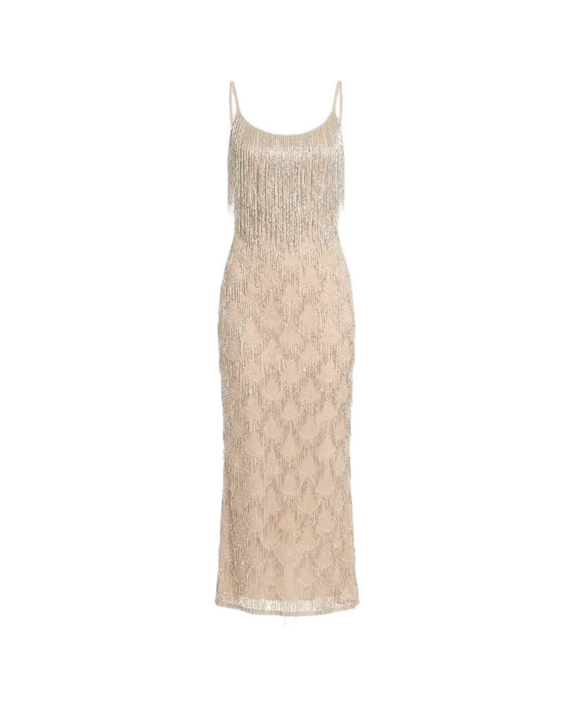 Fringed Metallic Midi Dress
