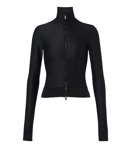 Silk-blend zip-up top