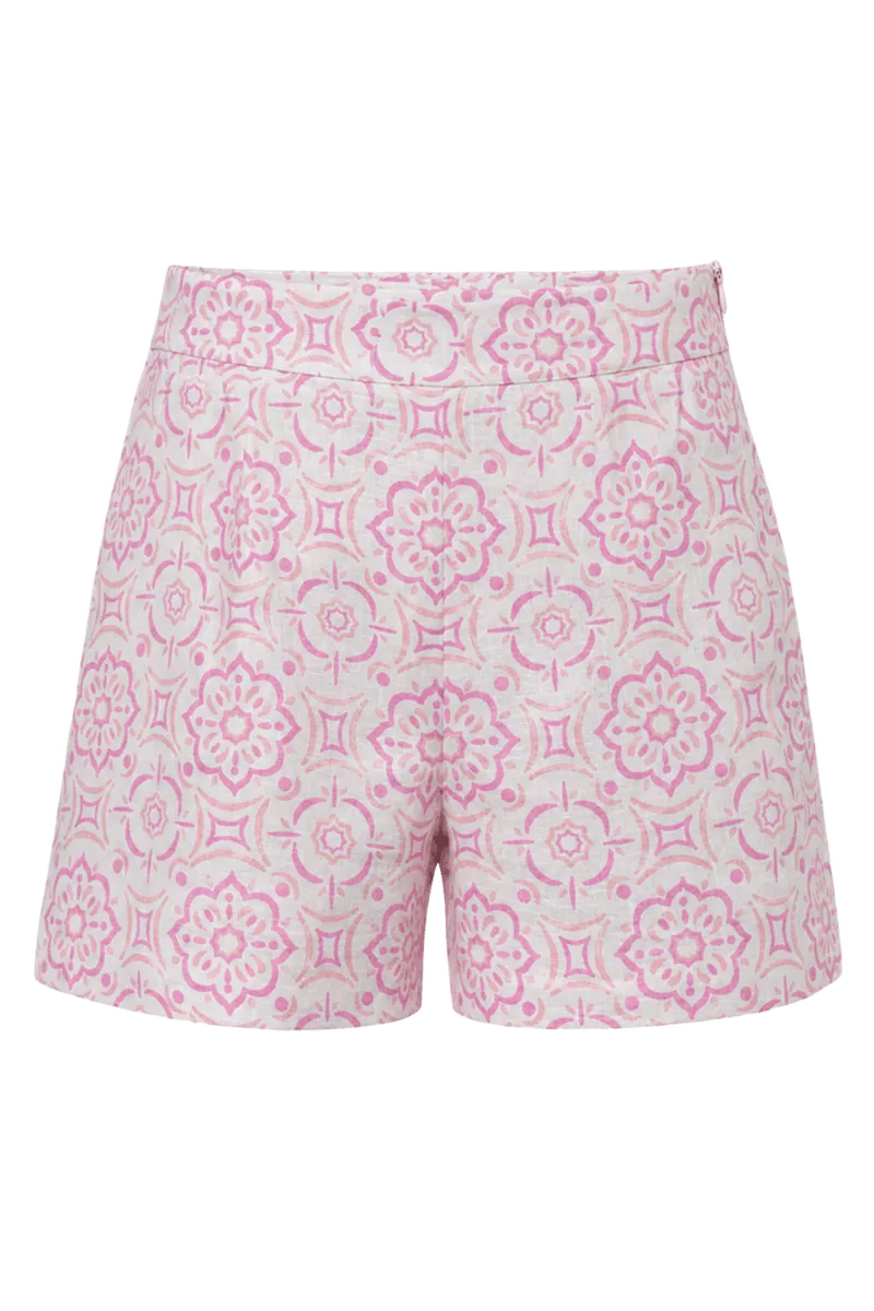 Pink Medallion Print Shorts
