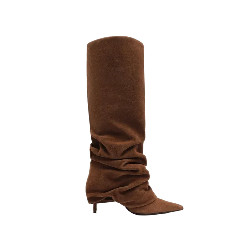 Mikki Up Cloak Suede Boot in Pecan Brown