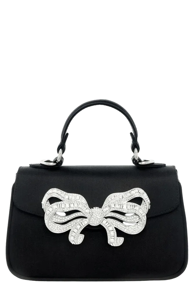 Satin Bow Top Handle Bag