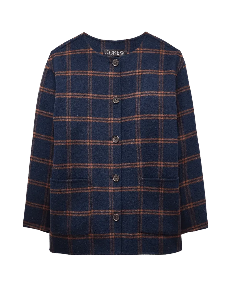 Bianca coat in plaid drapey wool blend