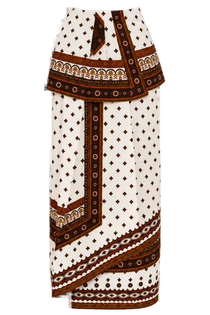 Lillie Skirt in Ivory & Rust Dot