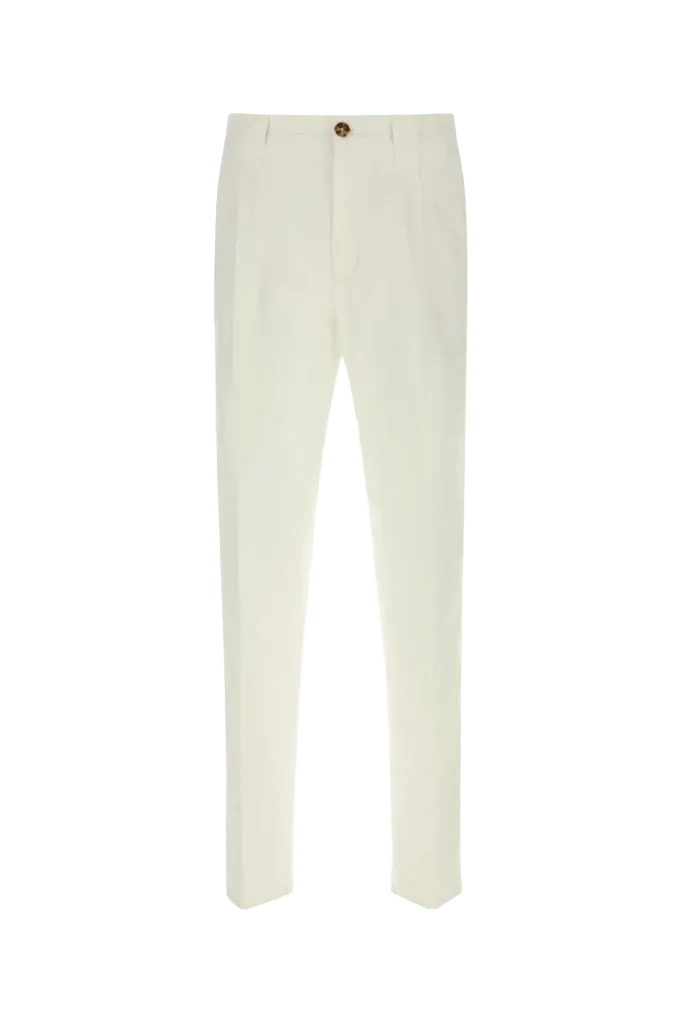 Brunello Cucinelli Cotton Linen Trousers — Beige