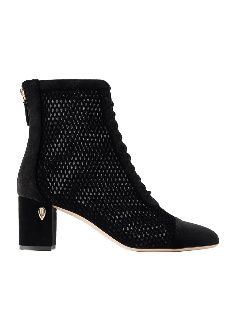 Dan 65 velvet-trimmed mesh ankle boots