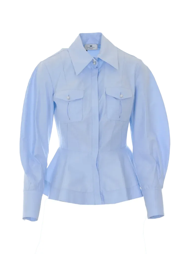 Elisabetta Franchi faux-pearl embellished peplum shirt
