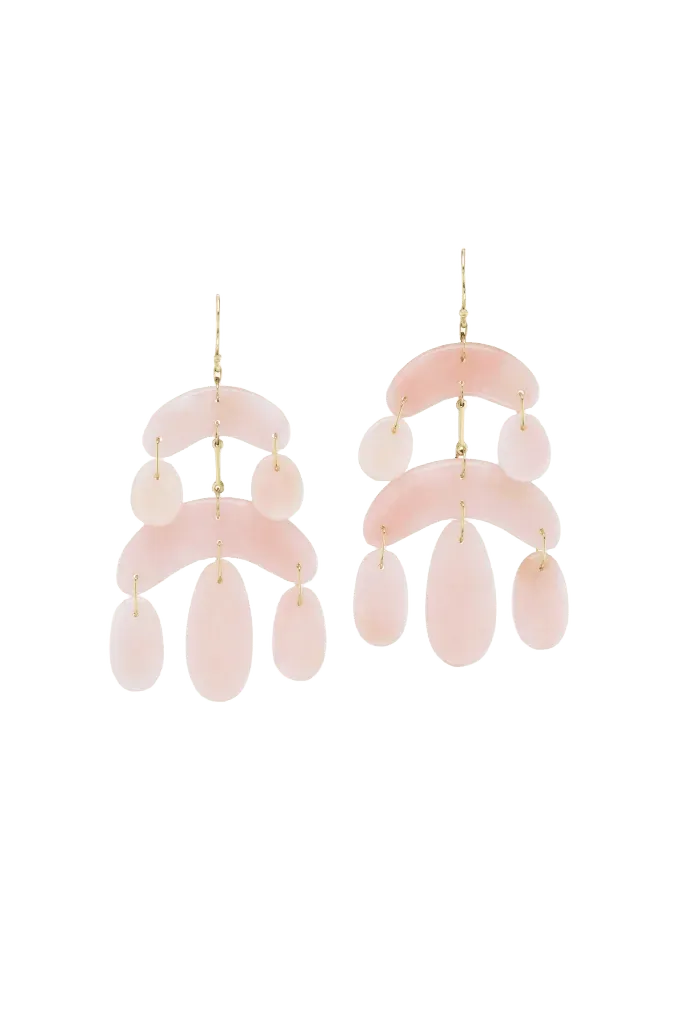Tiny Pink Opal Chandelier Earrings