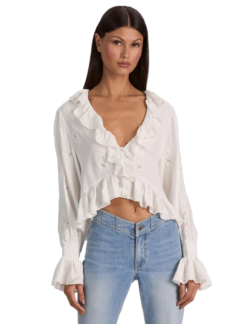 SKYE RUFFLED BLOUSE - OFF WHITE