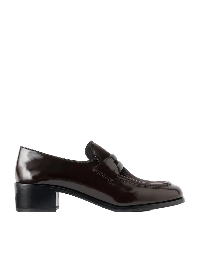 Prudence 45 velvet-trimmed leather loafers