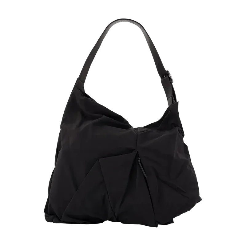 Yohji Yamamoto Angular Leather Crossbody Bag — Black