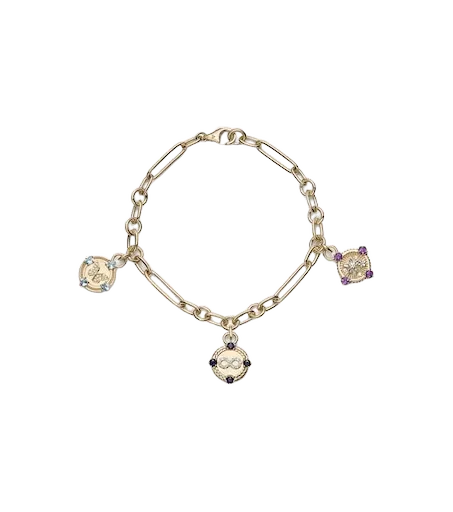 Infinite Gratitude, Reverie, and Blossoms 18kt gold bracelet with gemstones