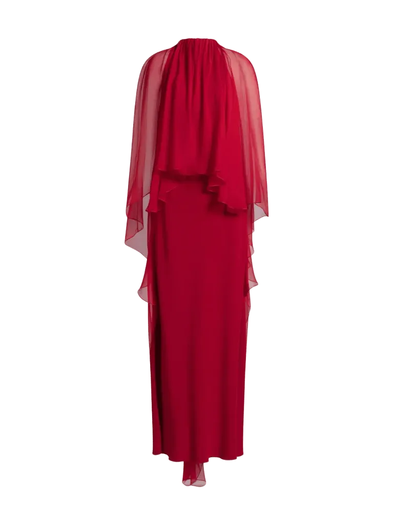 Alberta Ferretti cape-overlay maxi dress