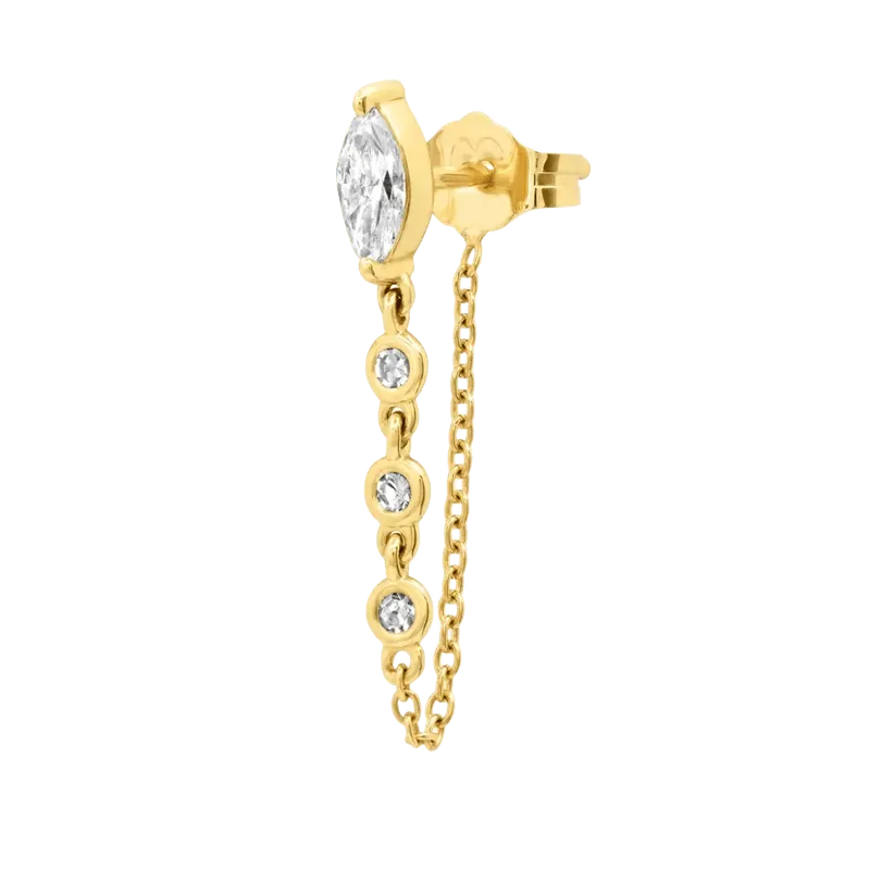 Single Marquise Stud with Diamond Chain