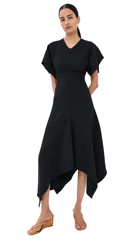 V Neck Draped Dress