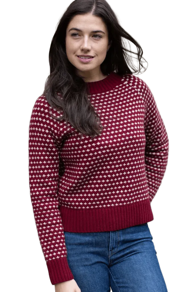 Lodge Sweater - Burgundy/Ivory Birdseye