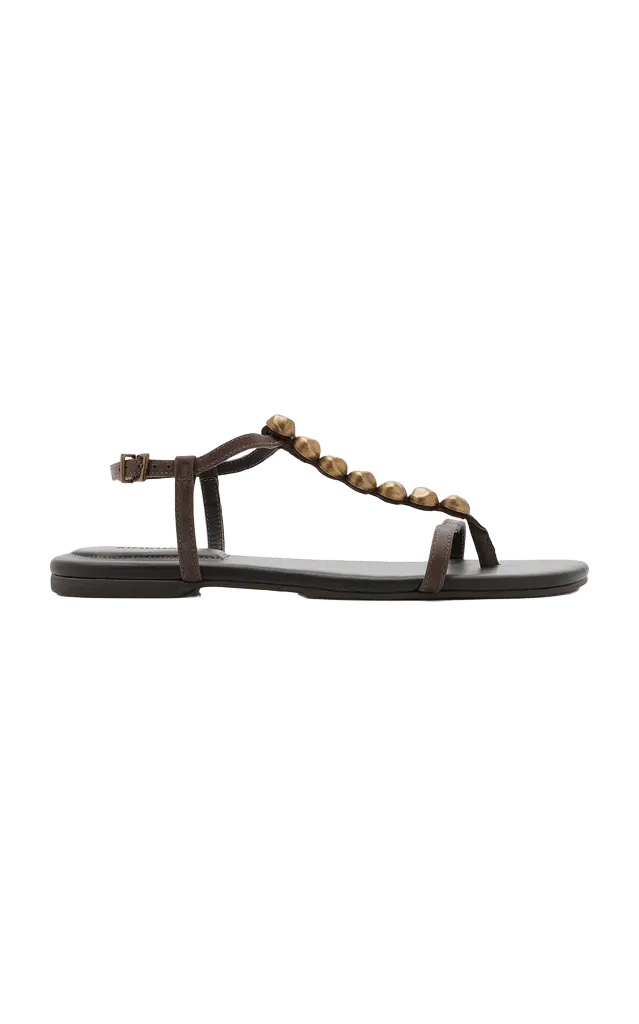 Amaya Embellished Leather Thong Sandals