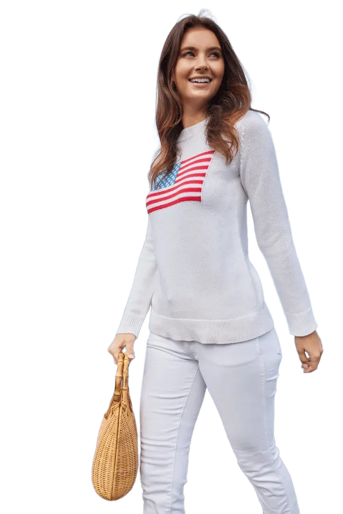White Classic Flag Sweater