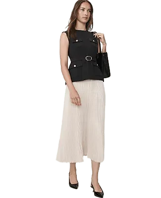 Pleated Crew Neck Midi Dress