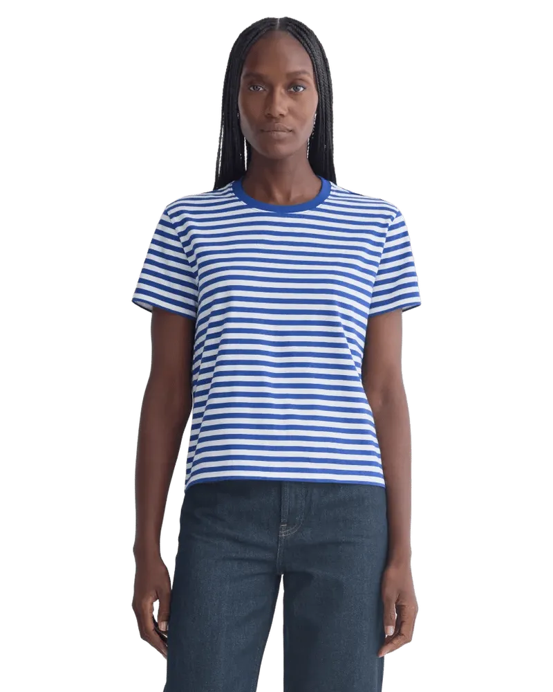 The Organic Cotton Box-Cut Pocket Tee | Bone / Sodalite Blue | No Pocket