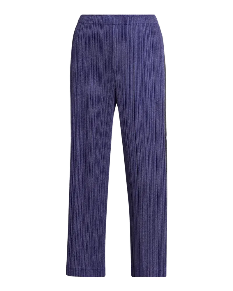 Cotton Denim Pleats Please Wide-Leg Ankle Pants