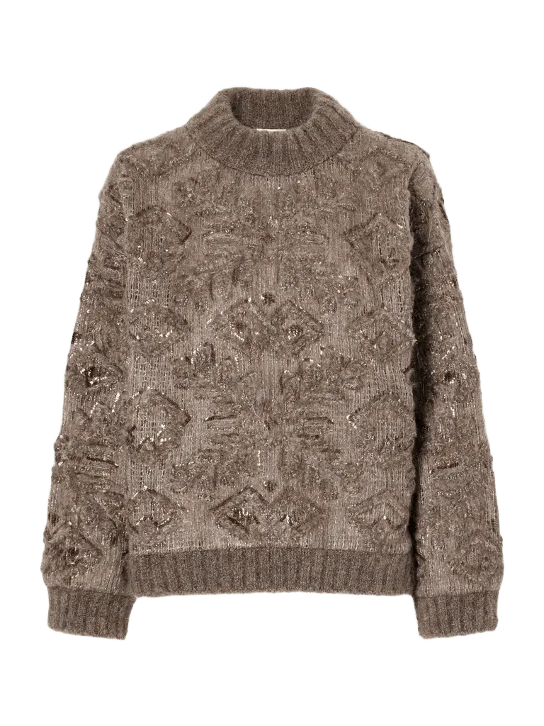 Sequin-embellished jacquard sweater
