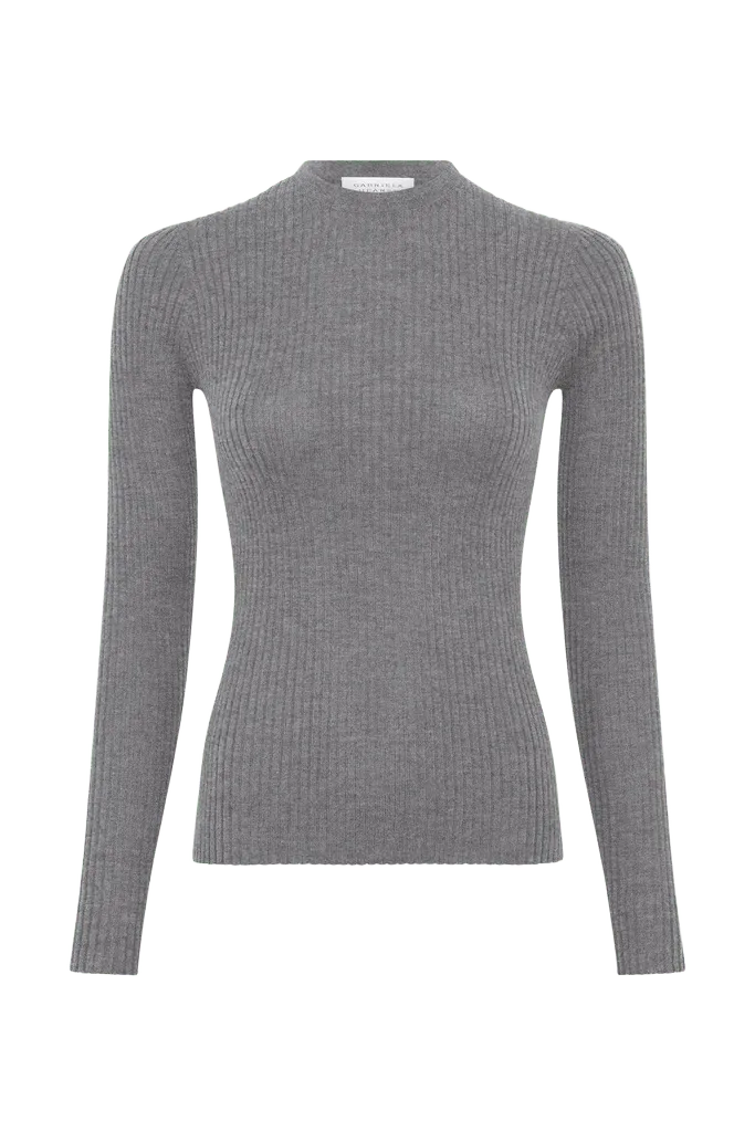 Browning Knit Sweater in Smoke Cashmere Silk