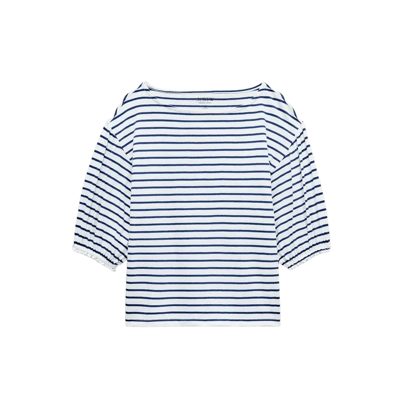 Vintage jersey blouson-sleeve T-shirt in stripe