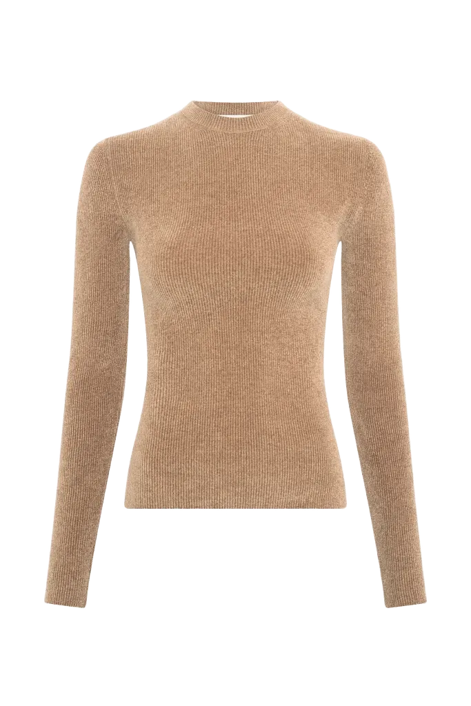 Regent Knit Sweater in Camel Silk