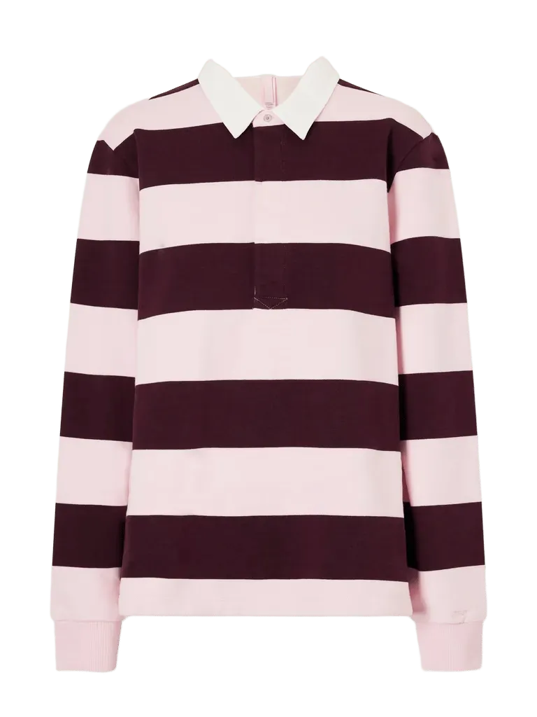Boyfriend Fleece striped cotton-jersey polo shirt