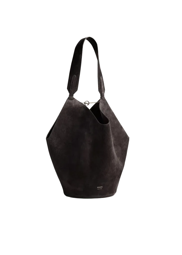 Small Lotus Tote in Dark Brown Suede