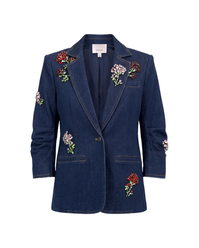 Rhinestone Roses Denim Khloe Blazer