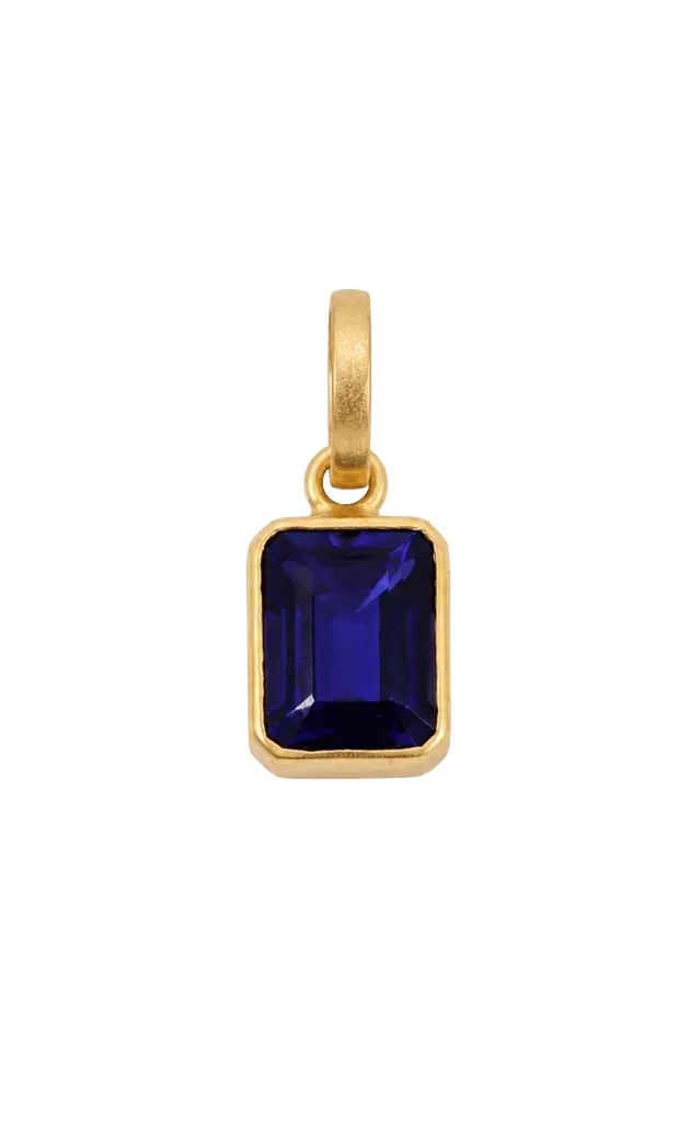 20K Peach Gold Sonoma Emerald Cut Iolite Pendant