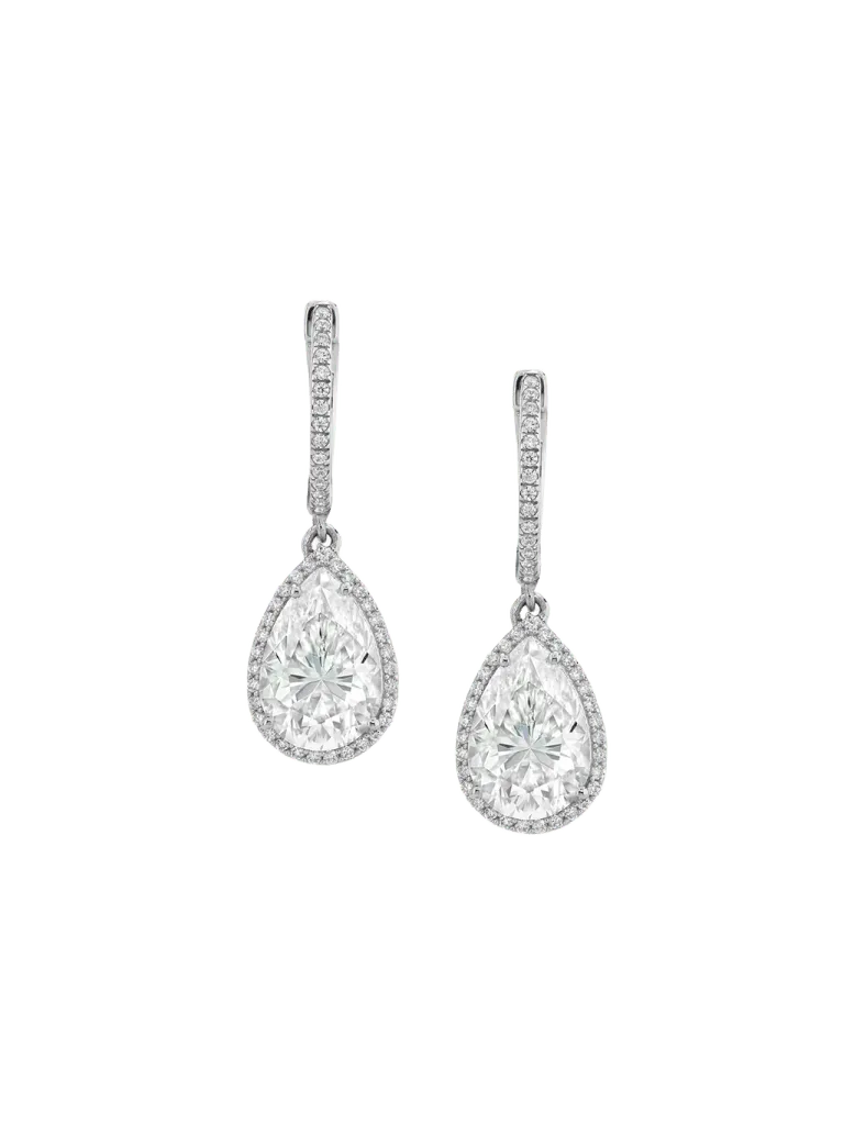 BRONWYN PEAR-CUT EARRINGS IN MOISSANITE, STERLING SILVER