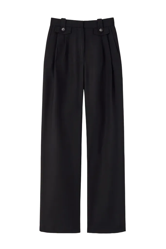 Stretch high-waisted pants - Black