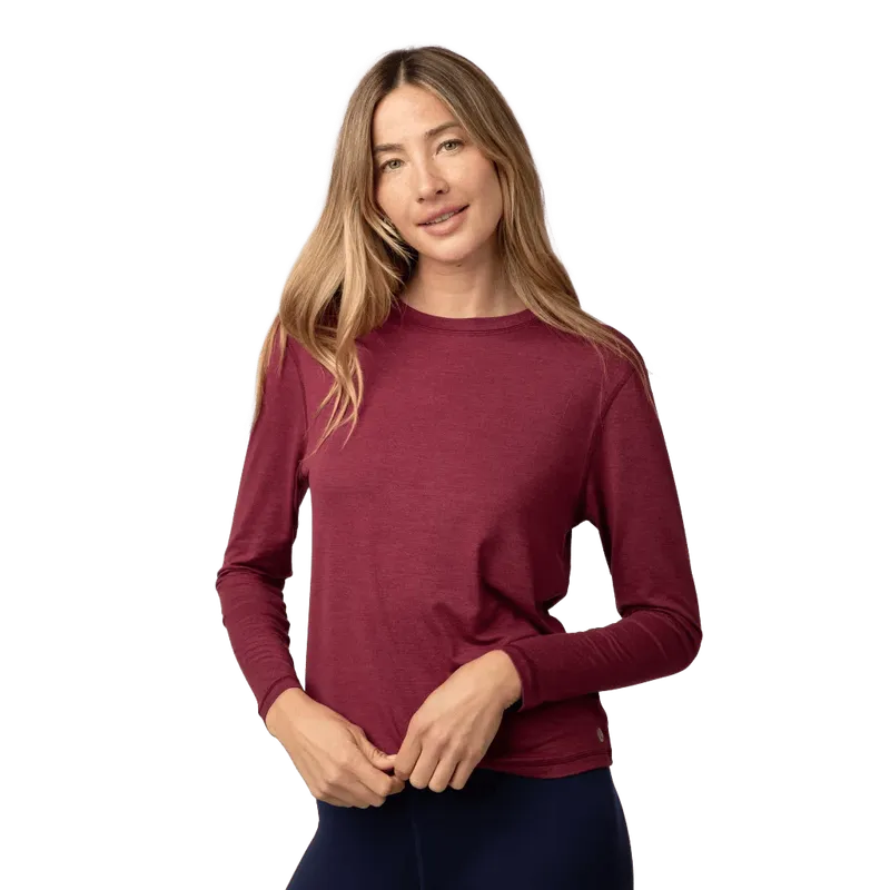 Drift Performance Long Sleeve Tee | Heather - Merlot/Merlot