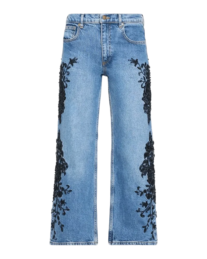Lea Beaded Cropped Wide-Leg Jean