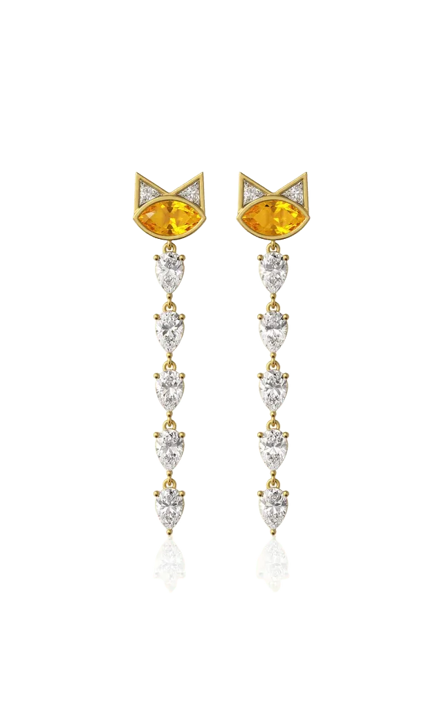 18k Yellow Gold Tigerlily Citrine Drop Earrings