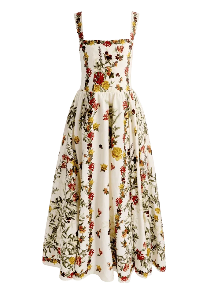 VERA MIDI DRESS - DESERT SPRIGS VANILLA